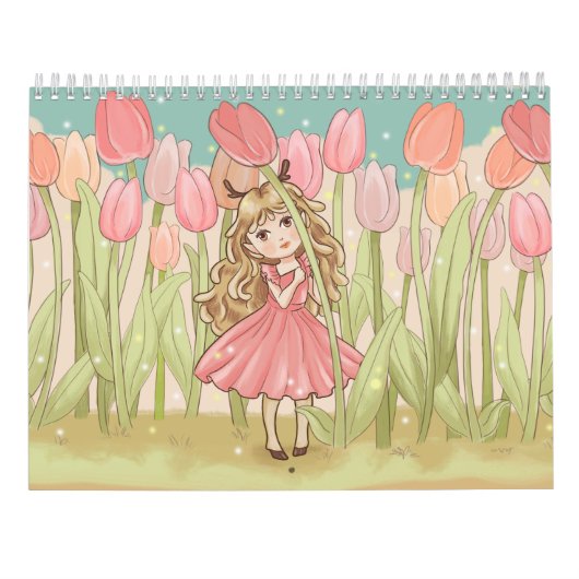 かわいいかわいいチビ（小さくかわいく書いた感じ）女の子カレンダー カレンダー (裏面)