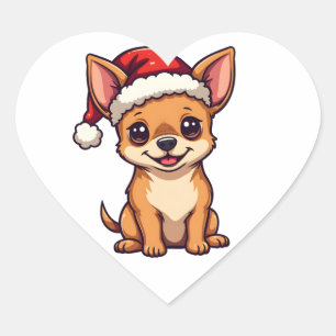 かわいいかわいいチワワinサンタハットクリスマスドッグ ハートシール