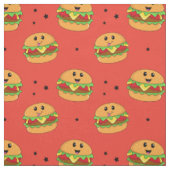 かわいいかわいいチーズバーガーのパターン赤 ファブリック (見本)