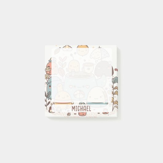 かわいいかわいいティーパーティー パーソナライズされた ポストイット (正面)