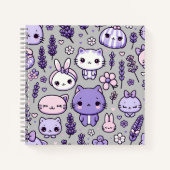 かわいいかわいいテーマパープルラベンダー |緩和曲線 ノートブック (正面)