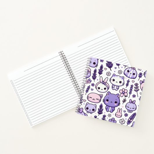 かわいいかわいいテーマパープルラベンダー |緩和曲線 ノートブック (内部)