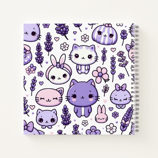 かわいいかわいいテーマパープルラベンダー |緩和曲線 ノートブック (裏面)