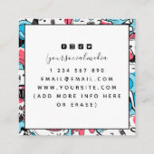 かわいいかわいいデザートパターングラフィックデザイナー甘い スクエア名刺 (裏面)