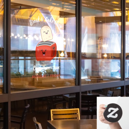 かわいいかわいいトーストと赤トースター漫画の窓c ウィンドウサイン (レストラン窓)