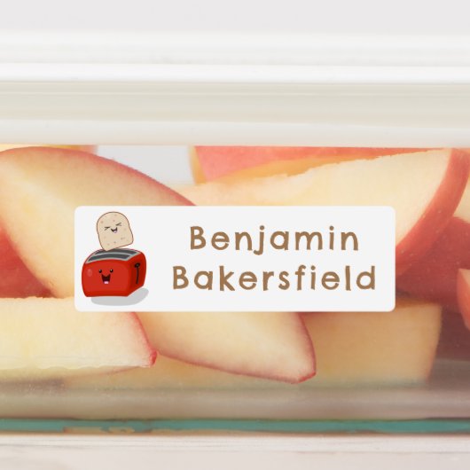 かわいいかわいいトースト赤トースターパーソナライズされた漫画 ラベル (貼付)