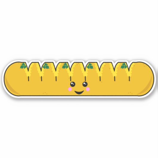 かわいいかわいいニンニクのパン漫画のキャラクター シール (正面)