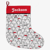 かわいいかわいいネコのクリスマスストッキング ラージクリスマスストッキング (正面)