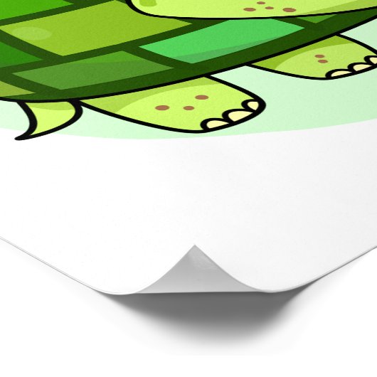 かわいいかわいいハッピーグリーンカメ ポスター (角)