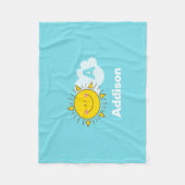 かわいいかわいいハッピーサンシャインモノグラムあなたの名前を追加 フリースブランケット (正面)