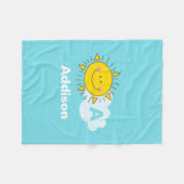 かわいいかわいいハッピーサンシャインモノグラムあなたの名前を追加 フリースブランケット (正面(横))