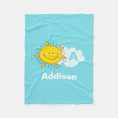 かわいいかわいいハッピーサンシャインモノグラムあなたの名前を追加 フリースブランケット (正面)