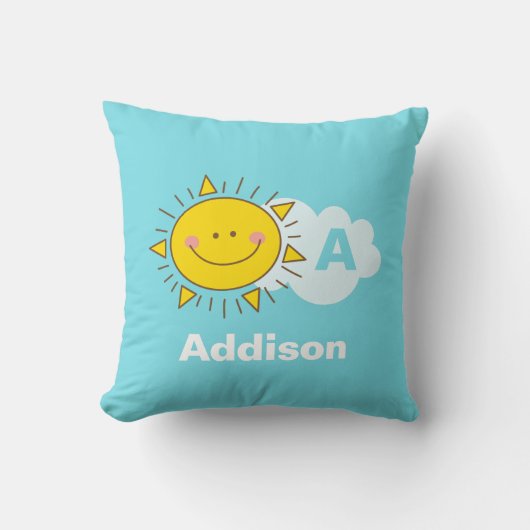 かわいいかわいいハッピーサンシャインモノグラムベビー子供部屋 クッション (正面)