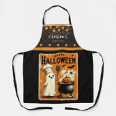 かわいいかわいいハッピーハローウィン名前をカスタムする エプロン (正面)