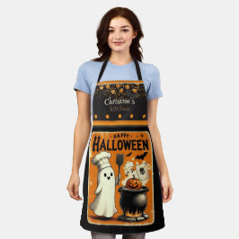 かわいいかわいいハッピーハローウィン名前をカスタムする エプロン