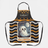 かわいいかわいいハッピーハローウィン名前をカスタムする エプロン (正面)