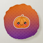 かわいいかわいいハロウィンカートゥーンカボチャデザイン ラウンドクッション (裏面)