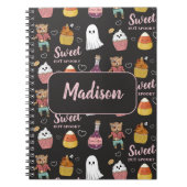 かわいいかわいいハロウィンキャンディパター子供へン ノートブック (正面)