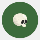 かわいいかわいいハロウィーンスカル水玉模様ダークグリーン ラウンドシール (正面)