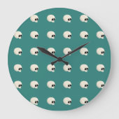 かわいいかわいいハロウィーンスカル水玉模様ミッドグリーン ラージ壁時計 (正面)