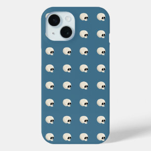 かわいいかわいいハロウィーンスカル水玉模様淡い色のブルー iPhone 15ケース