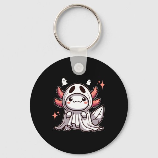 かわいいかわいいハロウィーン幽霊アクソロトル キーホルダー (正面)