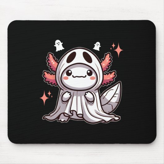 かわいいかわいいハロウィーン幽霊アクソロトル マウスパッド (正面)