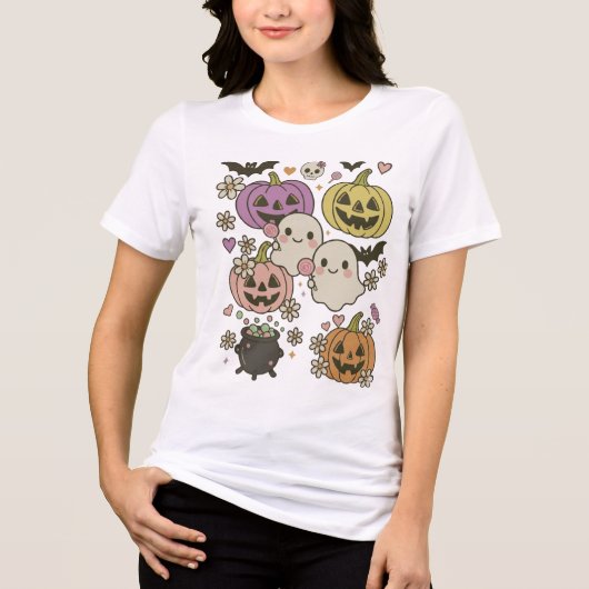 かわいいかわいいハロウィーン幽霊カボチャTシャツ トライブレンドＴシャツ (正面)