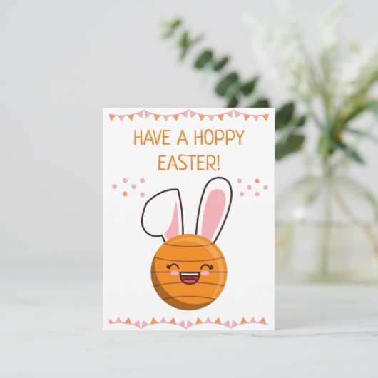 かわいいかわいいバスケットボールラビットバニーハッピーイースター シーズンカード (スタンド正面)