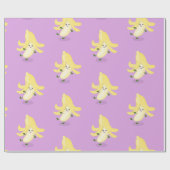 かわいいかわいいバナナパープルカートゥーンイラストレーション ラッピングペーパー (フラット)