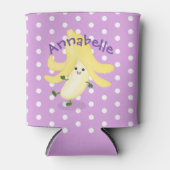 かわいいかわいいバナナパープルカートゥーンイラストレーション 缶クーラー (正面)