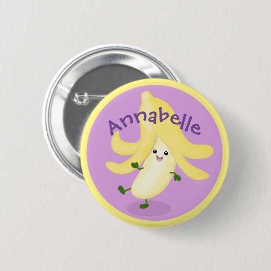 かわいいかわいいバナナ漫画イラストレーション 缶バッジ (正面&裏面)