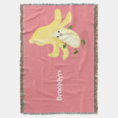 かわいいかわいいバナナ漫画 スローブランケット (正面縦)