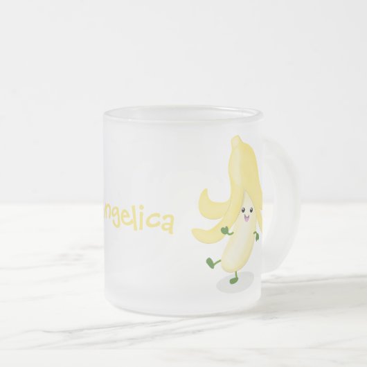 かわいいかわいいバナナ漫画 フロストグラスマグカップ (正面右)