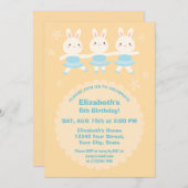 かわいいかわいいバニーラビットバレリーナガール誕生日 招待状 (正面/裏面)