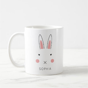 かわいいかわいいバニー顔名前をカスタムするイースター コーヒーマグカップ