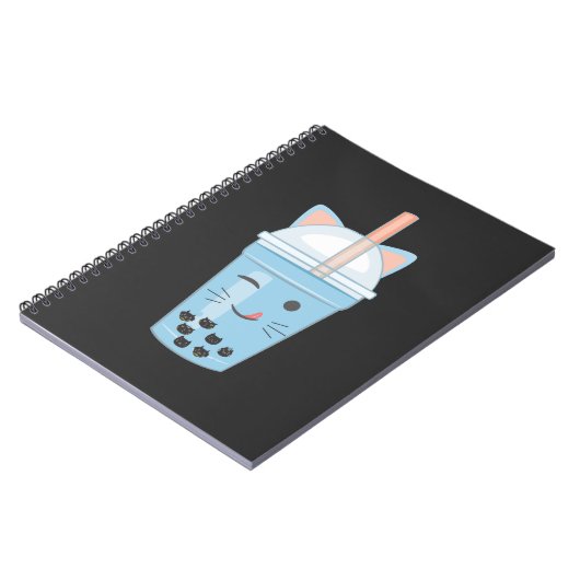 かわいいかわいいバブルティーボバミルクティー猫 ノートブック (左側)