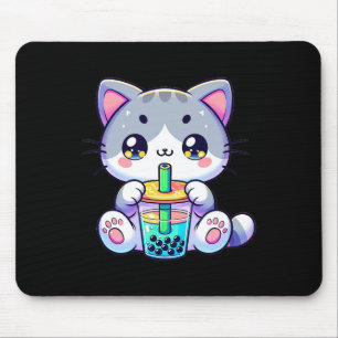 かわいいかわいいバブルティー猫日本のアニメ マウスパッド