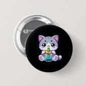 かわいいかわいいバブルティー猫日本のアニメ 缶バッジ (正面&裏面)