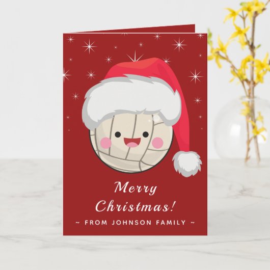 かわいいかわいいバレーボールのボール興奮家族の願い カード (黄色い花)