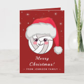 かわいいかわいいバレーボールボールサンタハットクリスマスフェスティバル カード (正面)