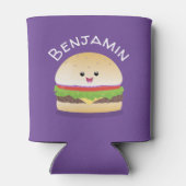 かわいいかわいいバーガー漫画イラストレーション 缶クーラー (裏面)