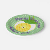 かわいいかわいいパイナップル漫画イラストレーション ペーパープレート (アングル)