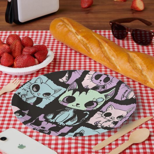 かわいいかわいいパステルゴシックパッチワークゴシック不気味 ペーパープレート (ピクニック)