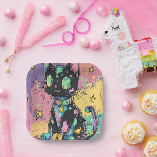 かわいいかわいいパステルゴシックパッチワークゴシック不気味 ペーパープレート