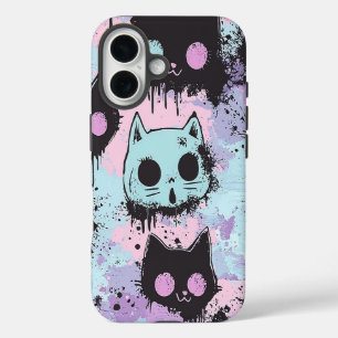 かわいいかわいいパステルゴシックパッチワーク不気味な猫 iPhone 16ケース