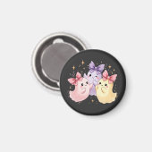 かわいいかわいいパステル幽霊とスパークリー弓 マグネット (正面/裏面)