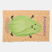 かわいいかわいいパパイヤ前足の漫画イラストレーション キッチンタオル (横)