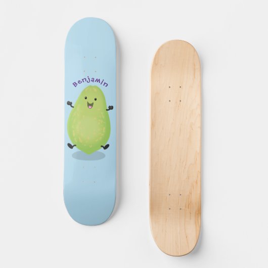 かわいいかわいいパパイヤ前足の漫画イラストレーション スケートボード (正面)