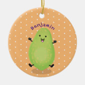 かわいいかわいいパパイヤ前足の漫画イラストレーション セラミックオーナメント (正面)
